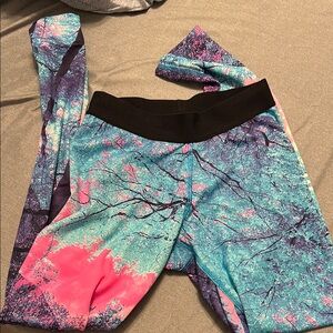 Reebok Pink and Blue Leggings with Artistic Print